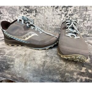 Saucony Womens 10W Peregrine 11 Trail Running Shoes Grey Sneaker Gorpcore Sporty